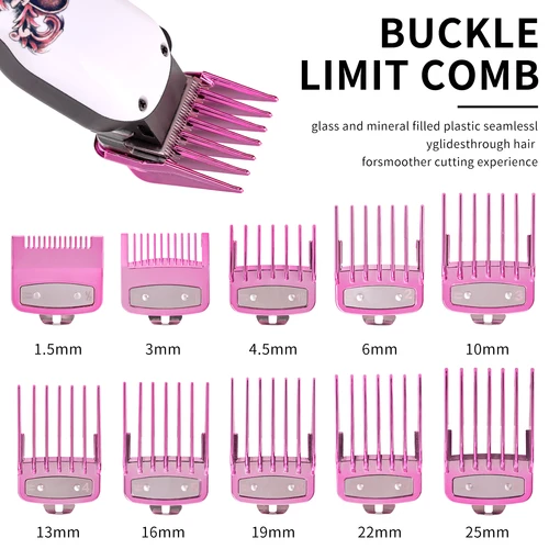 Cortadora de pelo para hombre, 10 tamaños de rejillas, peine de límite, corte de peluquero, color galvanizado, herramienta de almacenamiento para peluquería y peluquero