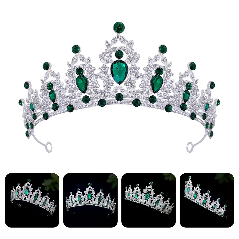 

Baroque Rhinestone Crown Bridal Tiara Green Sparkling Wedding Birthday Prom Celebration Red Quince Crown Small Tiara