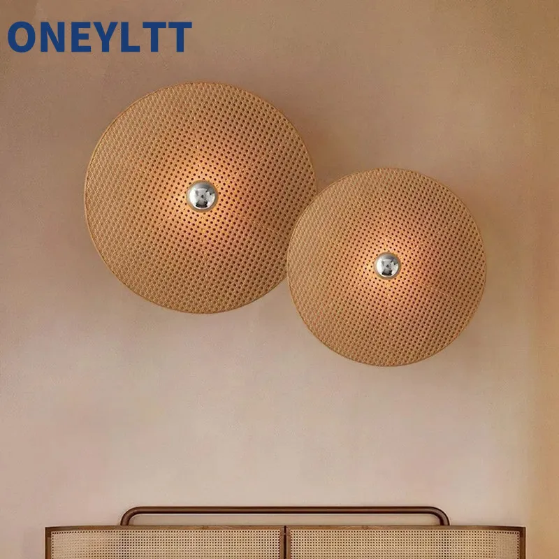 

Japanese rattan wall lamps creative and personalized houses hotels homestays staircases corridors decorative lighting fixtures