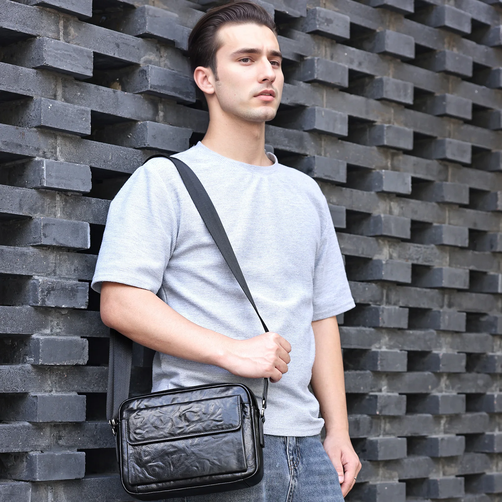 حقيبة يد من جلد البقر الحقيقي بمشبك وسحاب حقيبة يد عصرية للرجال والنساء حقيبة كتف كاجوال للفتيات والأولاد حقيبة كروس حقائب ساع