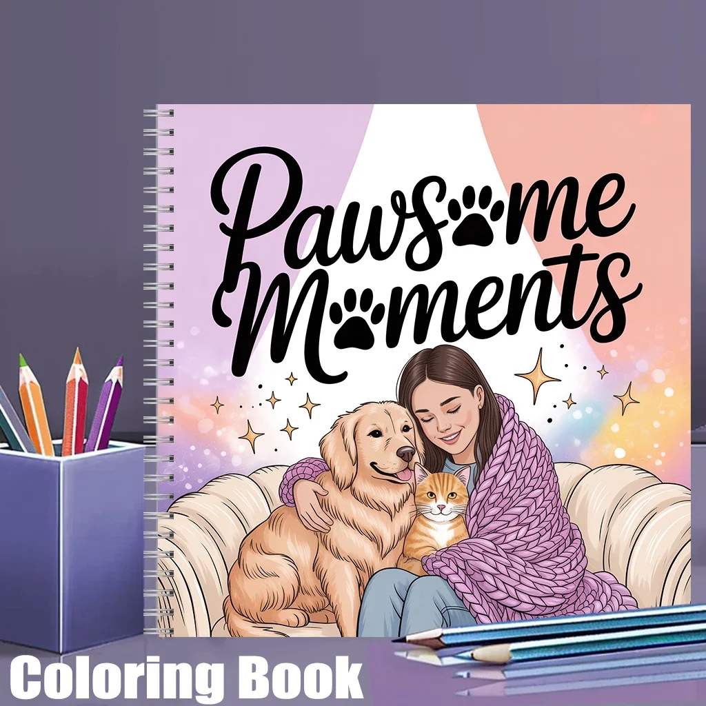 Pawsome Moments Bold-easy Patterns Coloring Book for Adults Cute Drawing Book Gift for Birthday Back to School Art Supplies
