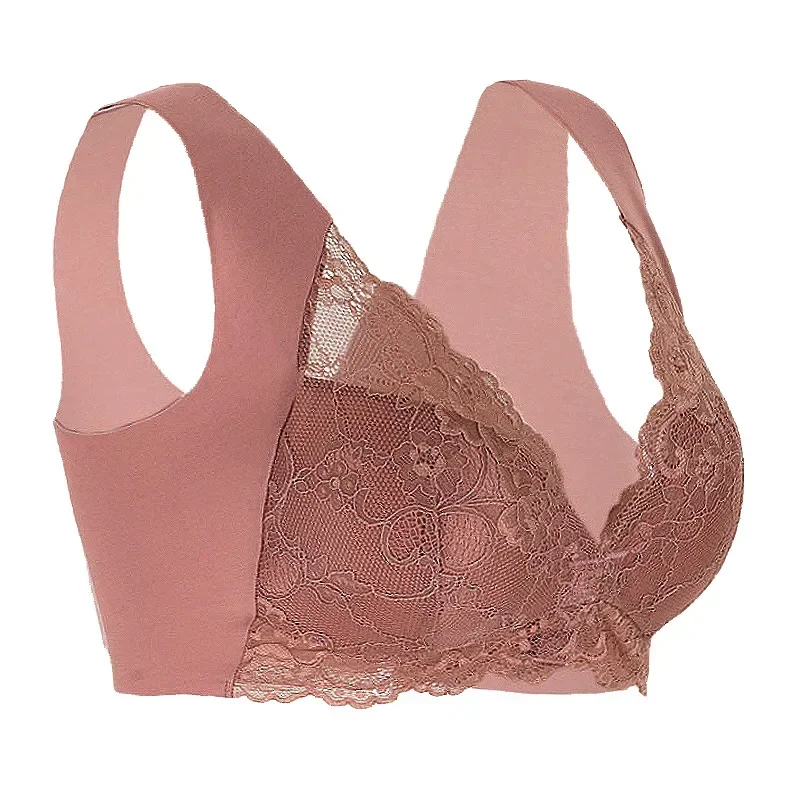 Ropa interior grande de encaje para mujer, lencería Sexy sin aros con hebilla frontal, sujetadores, chaleco cómodo para dormir de talla grande L 8XL, novedad de 2024