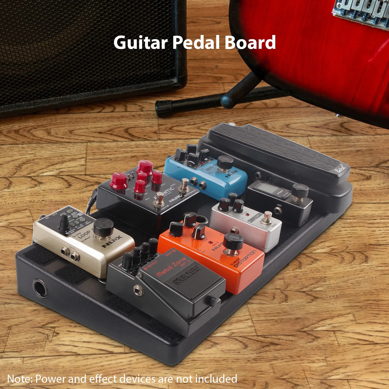 ロックハウス ギターペダルボード 高硬度PEペダルボード コンパートメント付き 11穴収納 電源コード 軽量 耐圧