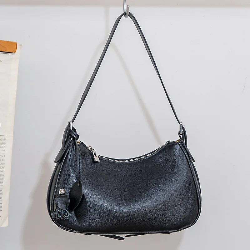 Minimalist Casual Shoulder Bag for Women Everyday Soft Premium Genuine Natural Grain Leather Adjustable Strap Luxury Handbag