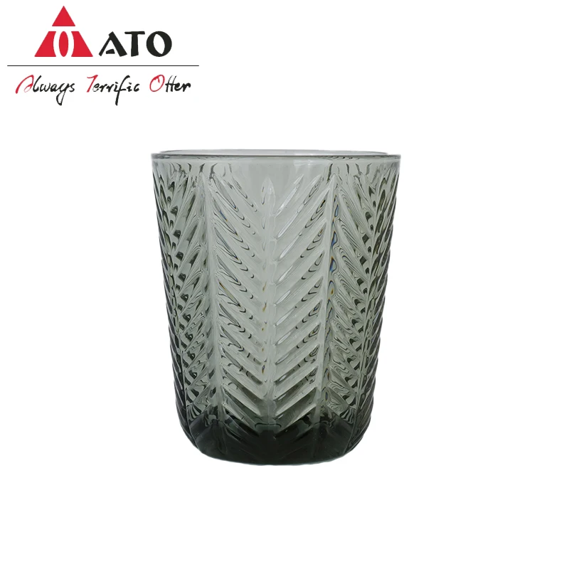 

ATO customize Drinking Glassware Wedding Vintage Embossed Fishbone pattern wine water glass