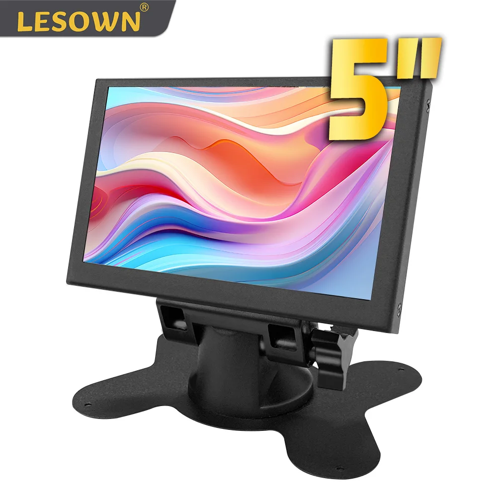 

LESOWN Secondary Screen 5 Inch 800×480 IPS Miniature Monitor with Bracket Game External Screen Edge Display for Windows Switch