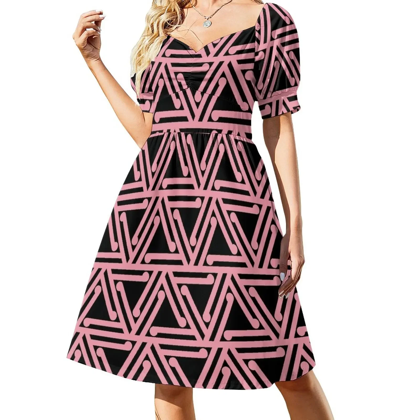 

Ahuriri Summer (licorice allsort) Short-Sleeved Dress party dresses woman summer women's suit dresses for women Women's dress