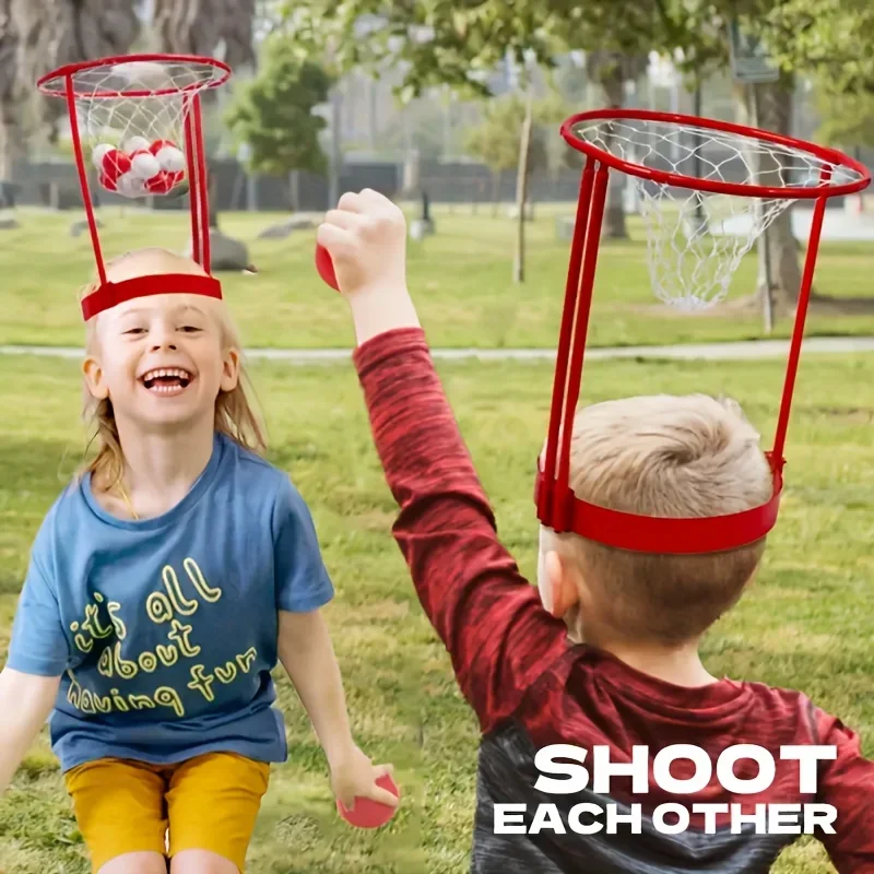 2-teiliges verstellbares Basketball-Stirnband-Wurfspiel-Set mit 20 Bällen – Freisprech-Herausforderungsspiel für Kinder, Familienspiel, interaktives Spielzeug