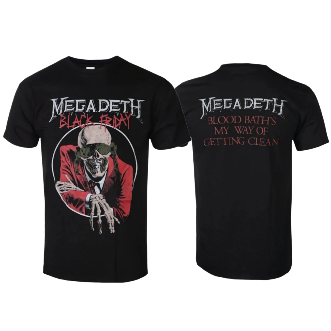 Megadeth - Contrast Red Pattern Print T-shirt - Criticizes Metal Band T-shirt - Suitable for Both Men and Women To Wear