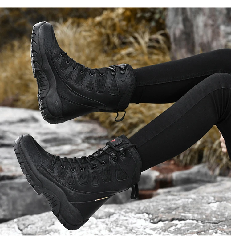 Winter Männer Motorrad Taktische Stiefel Frauen Lace Up Armee Wüste Damen Komfortable Klettern Wanderschuhe Anti-Slip Jagd Stiefel – Detail 16