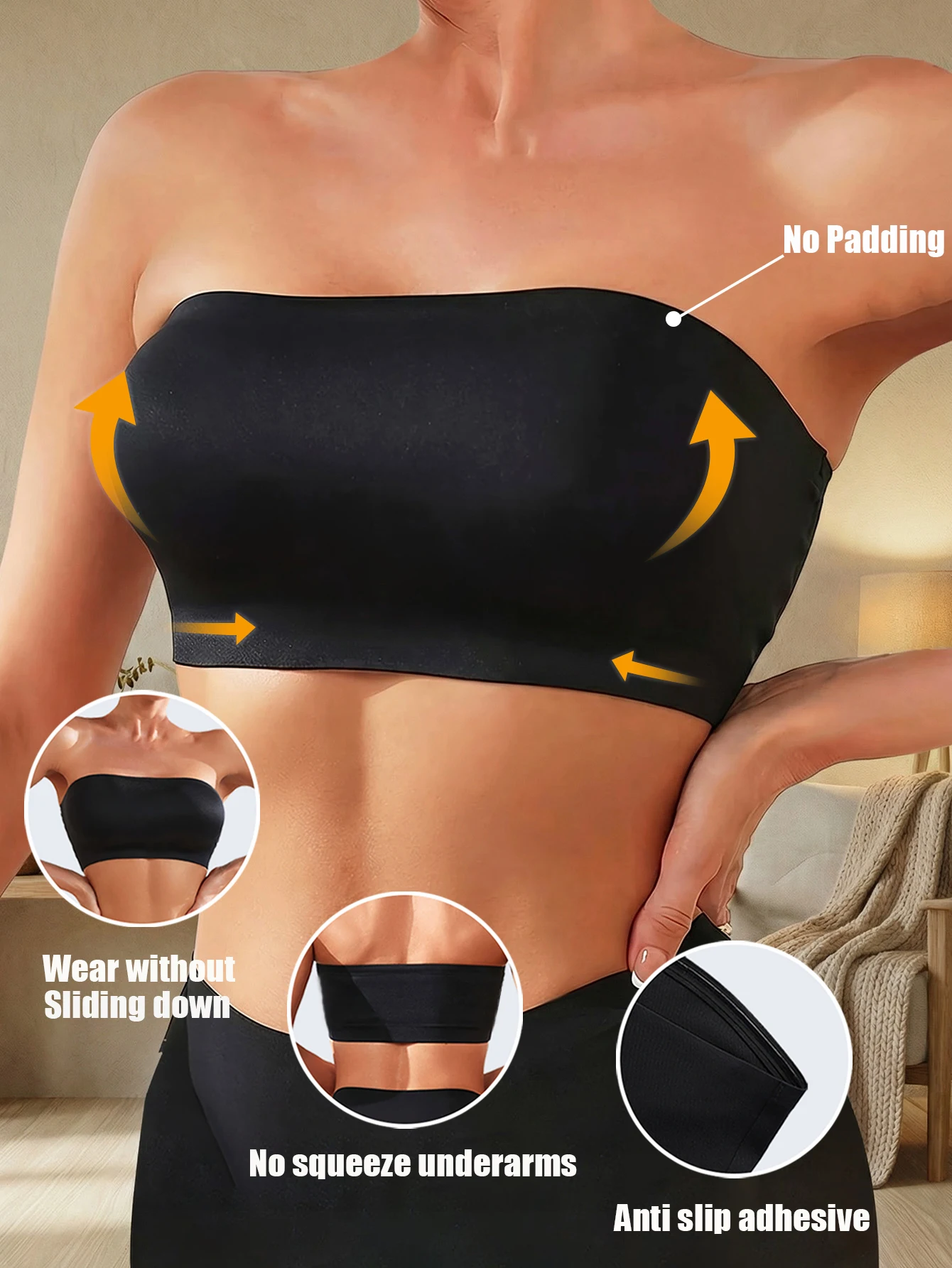 Women Sexy Strapless Bra Seamless Tube Top No Padding Tracel