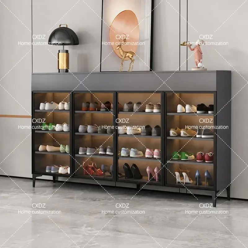 Intelligent Solid Wood Shoe Cabinet with Deodorizing and Sterilization Function Large Capacity Wall Mounted Storage Rack for
