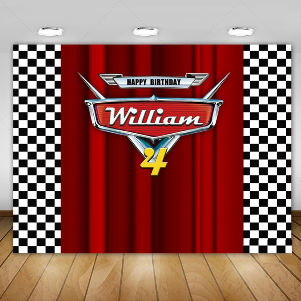 Mcqueen Racing Backdrop Custom Disney Kids Boy 1st Birthday Party Decoration Prop Baby Shower Photo Studio Photography Backgroun
