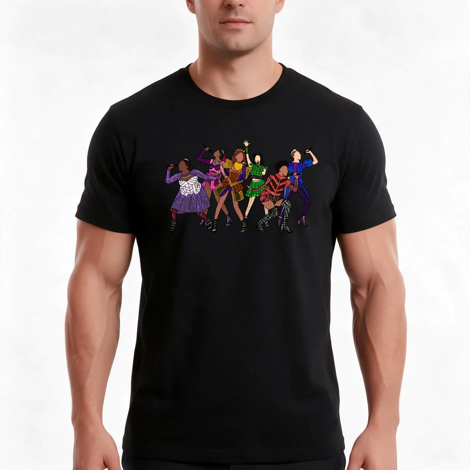 Six (Musical) On Stage T-Shirt, Summer Casual Cotton Tee, Oversized Streetwear Tops, Vintage Graphic Print, Unisex Men Women