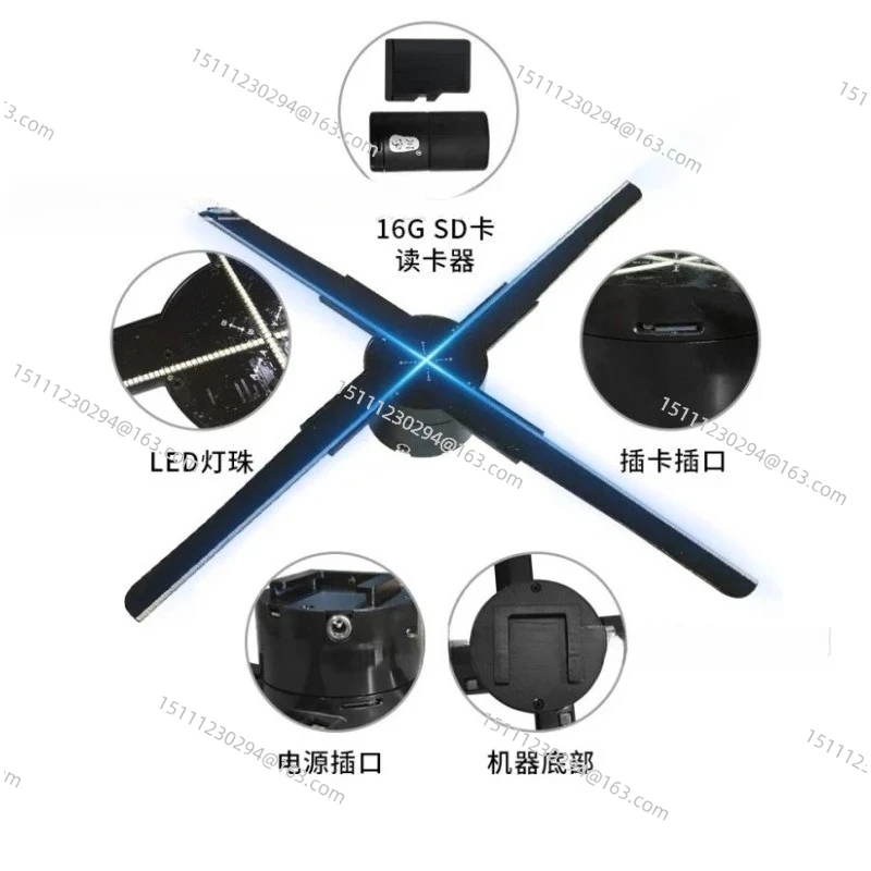

Naked eye 3d advertising machine led holographic fan rotating projector, stereoscopic suspension imaging without screen display