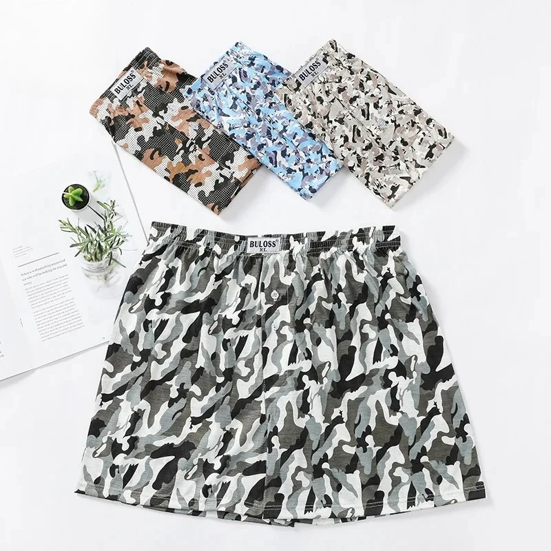 

Men's Underpants Camouflage Printed Underwear Men Pure Cotton Man's Underwear Arrow Pants Loose Breathable Boxershorts
