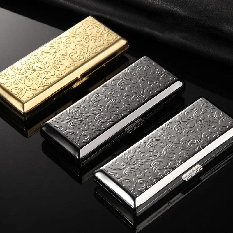 

Exquisite Metal Cigarette Case 14pcs Extra Long Creative Portable Cigarette Case Moisture-proof and Pressure-resistant