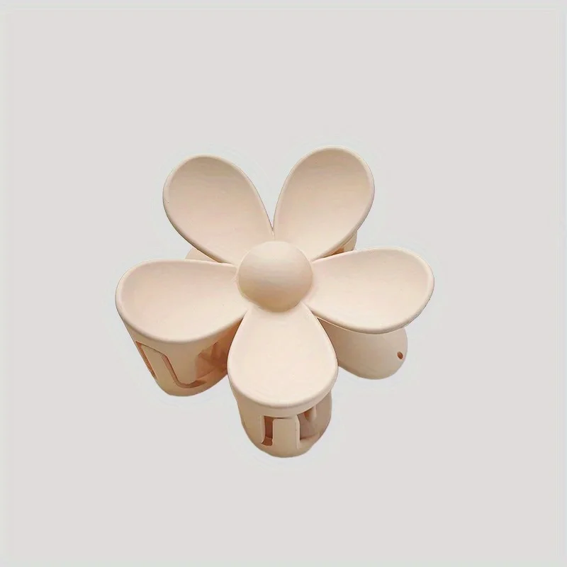 

Women's Floral Geometric Hair Claw Clip Elegant Brown Beige Non-Slip Metal Teeth Clamp for Thick Hair