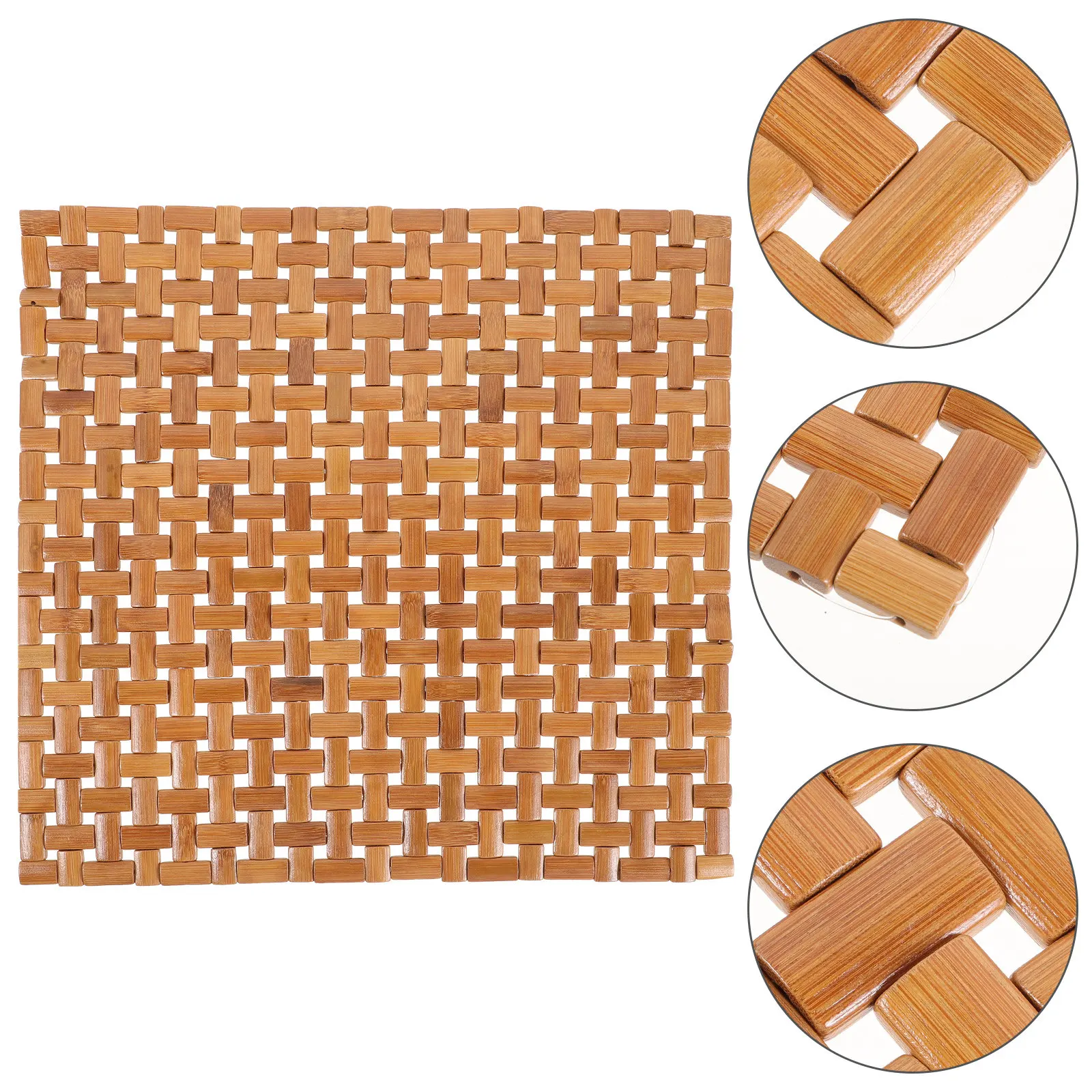 

Bamboo Sitting Cushion Outdoor Seat Cushion Handcrafted Hollow Spliced Design Ventilated Square Cool Seat Mat for Adults Summer