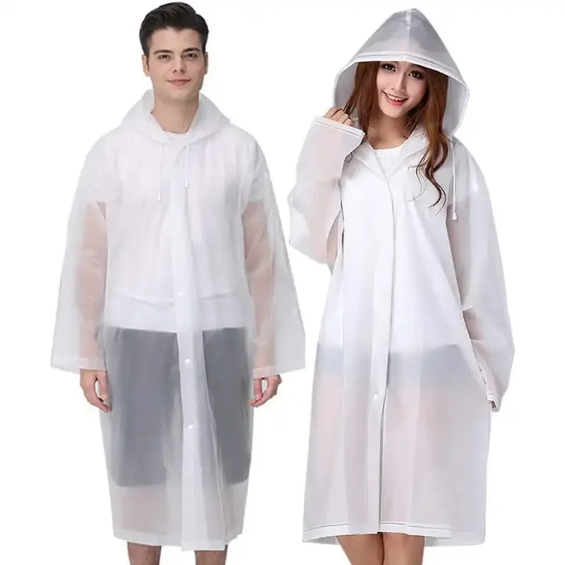 Rain Ponchos for Adults Reusable, 2 Pcs Raincoats Emergency for Women Men with Hood and Drawstring