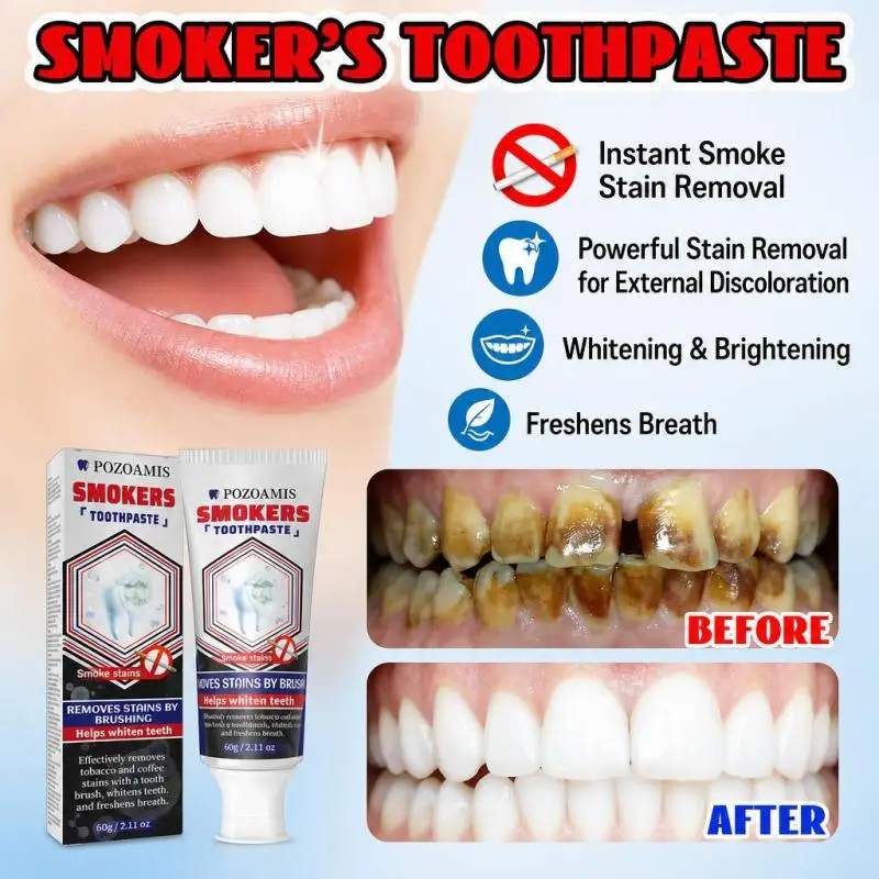 Stubborn Stain Remover Toothpaste for Smokers & Coffee Lovers, Advanced Yellow Discoloration Corrector, Intensive Whitening Paste