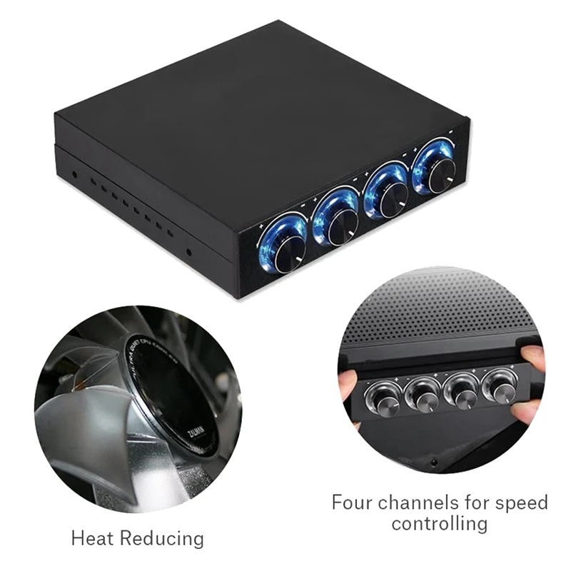 مروحة الكمبيوتر السرعة والتحكم في درجة الحرارة ، والحد من الحرارة للكمبيوتر مع الصمام الأزرق ، 4 قنوات