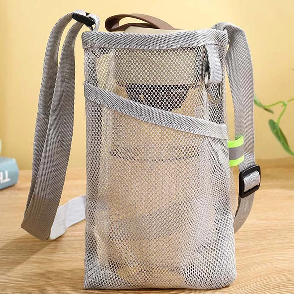 

Large Capacity Mesh Crossbody Bucket Bag Transparent Fluorescence Color Hollow Out Dopamine Pouch Portable Polyester