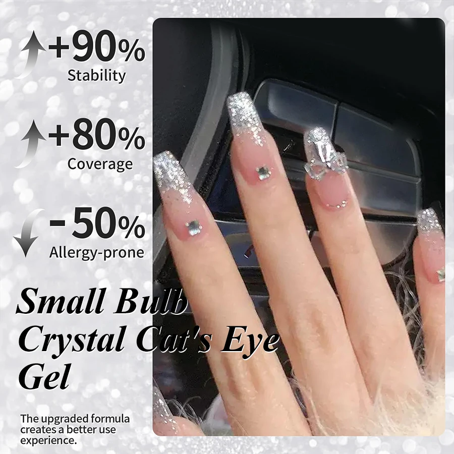 10ml猫型マグネットアイジェルネイルポリッシュ、シルバープラチナ猫型マグネットジェル、スパークルグリッターマグネットソークオフUVネイルジェル