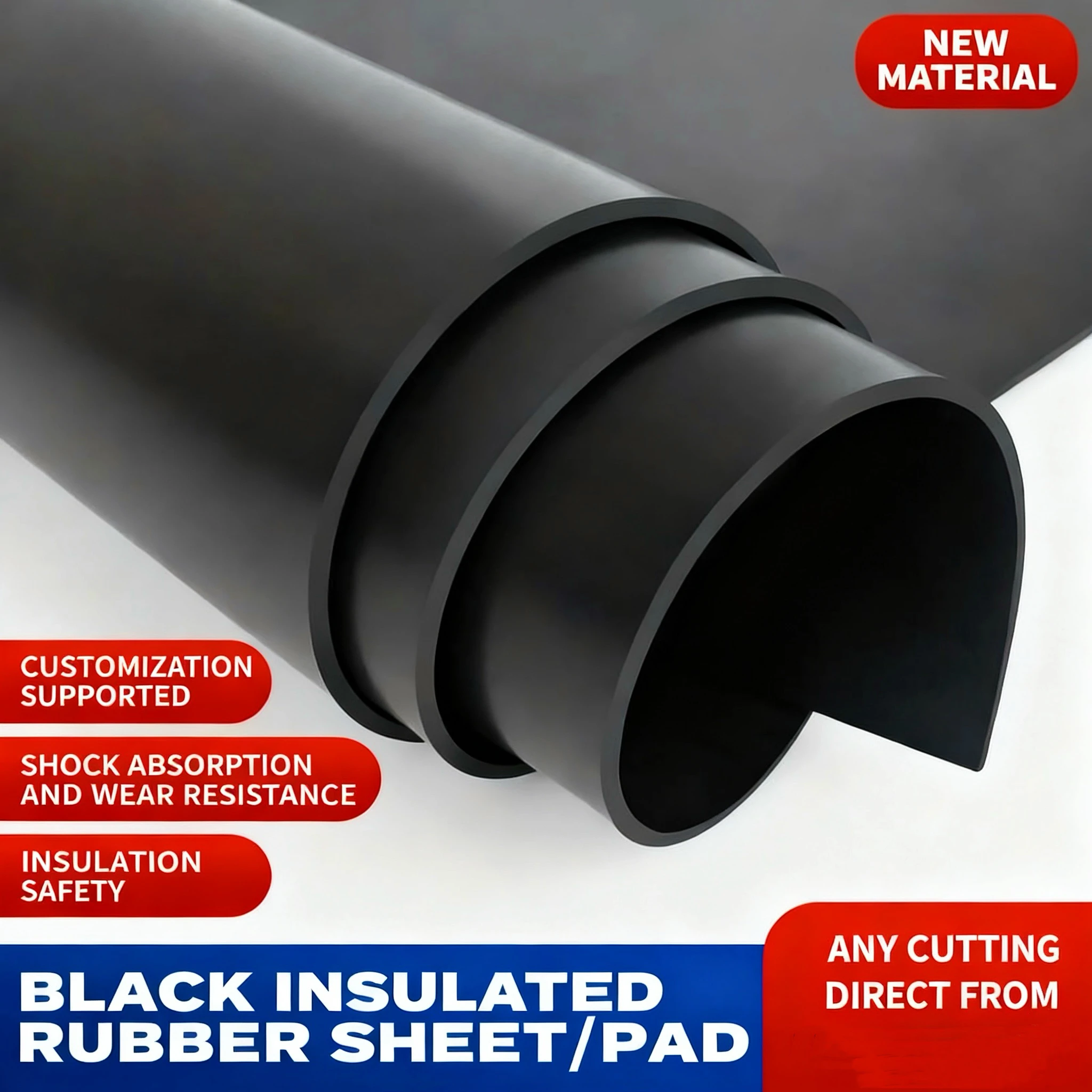 

Black Rubber Pad Anti Slip Flooring Insulation Rubber Pad Waterproof Buffering Industrial Shock Absorber Board Wear-Resistant