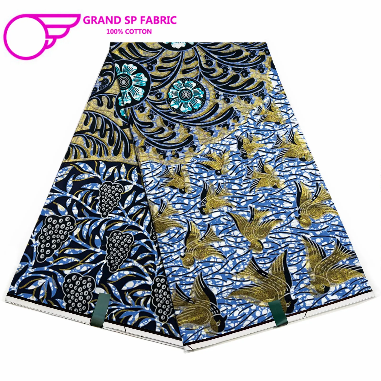 Grand Super Fabric 100% Cotton African Wax Fabric High Quality Wax Print Ankara Fabric For Sewing 6yards Women Fabric LV-40