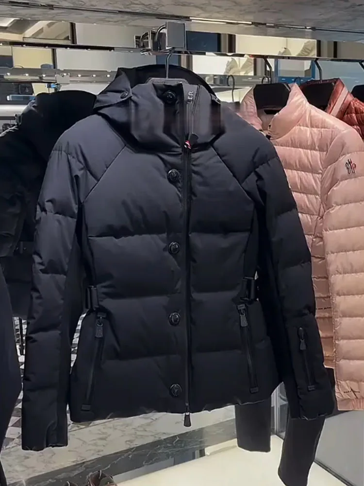 

Ele Bla Bowed Waist down Jaet Women's Winter 2025 New High-End Feel Hat Inteated Slimming Quali Outerwear