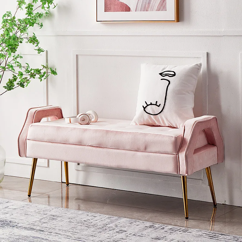 الحديثة الشمال ضوء الأحذية الفاخرة تغيير البراز السرير مقعد أريكة مرحاض البراز متجر الملابس أريكة طويلة، دقيقة