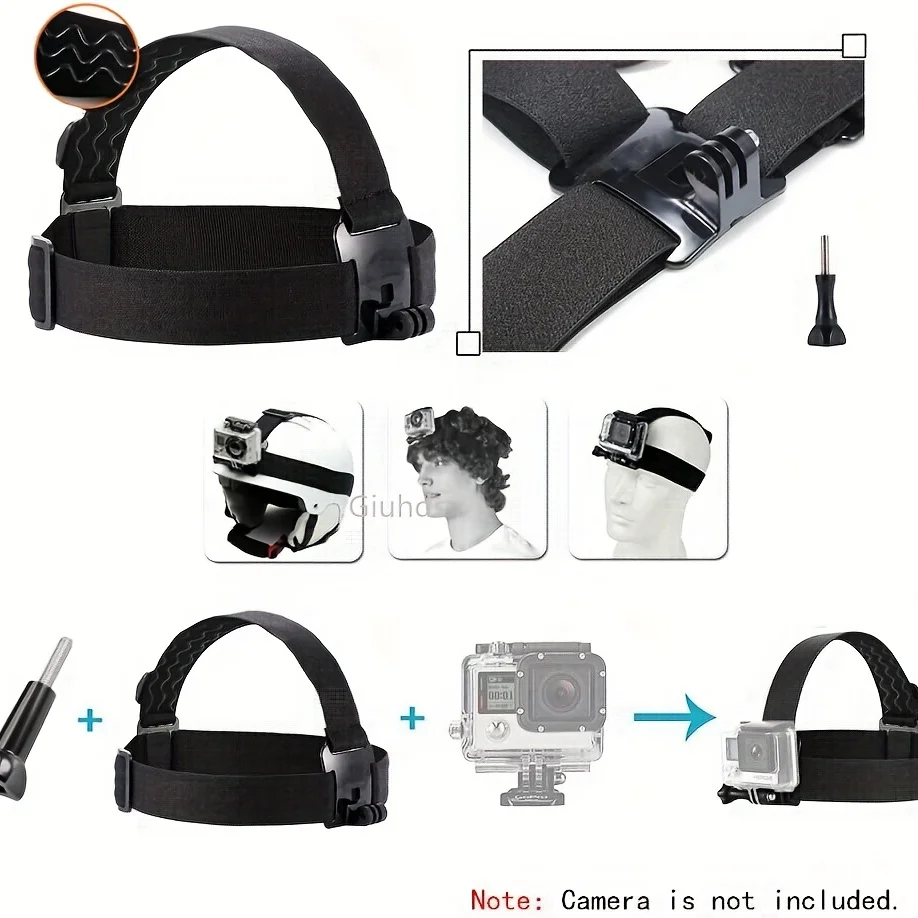 Head Strap Action Camera For Gopro Hero 12 11 10 9 8 7 6 5 4 Accessories Head Belt Strap Mount Adjustable