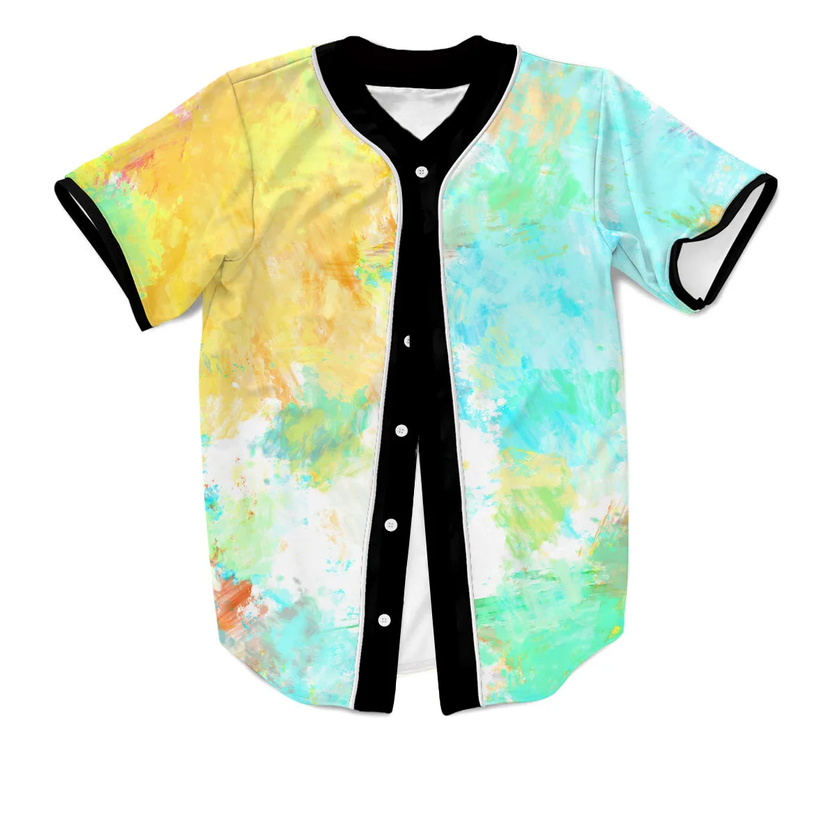 Manga curta contrastante impressão Baseball Shirt, High End Moda Temperamento Color Series, MB27