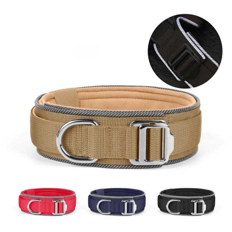 New Tactical Dog Collar Adjustable Military Training Nylon Dog Collar with Control Handle and Heavy Metal Buckle for Large Dogs