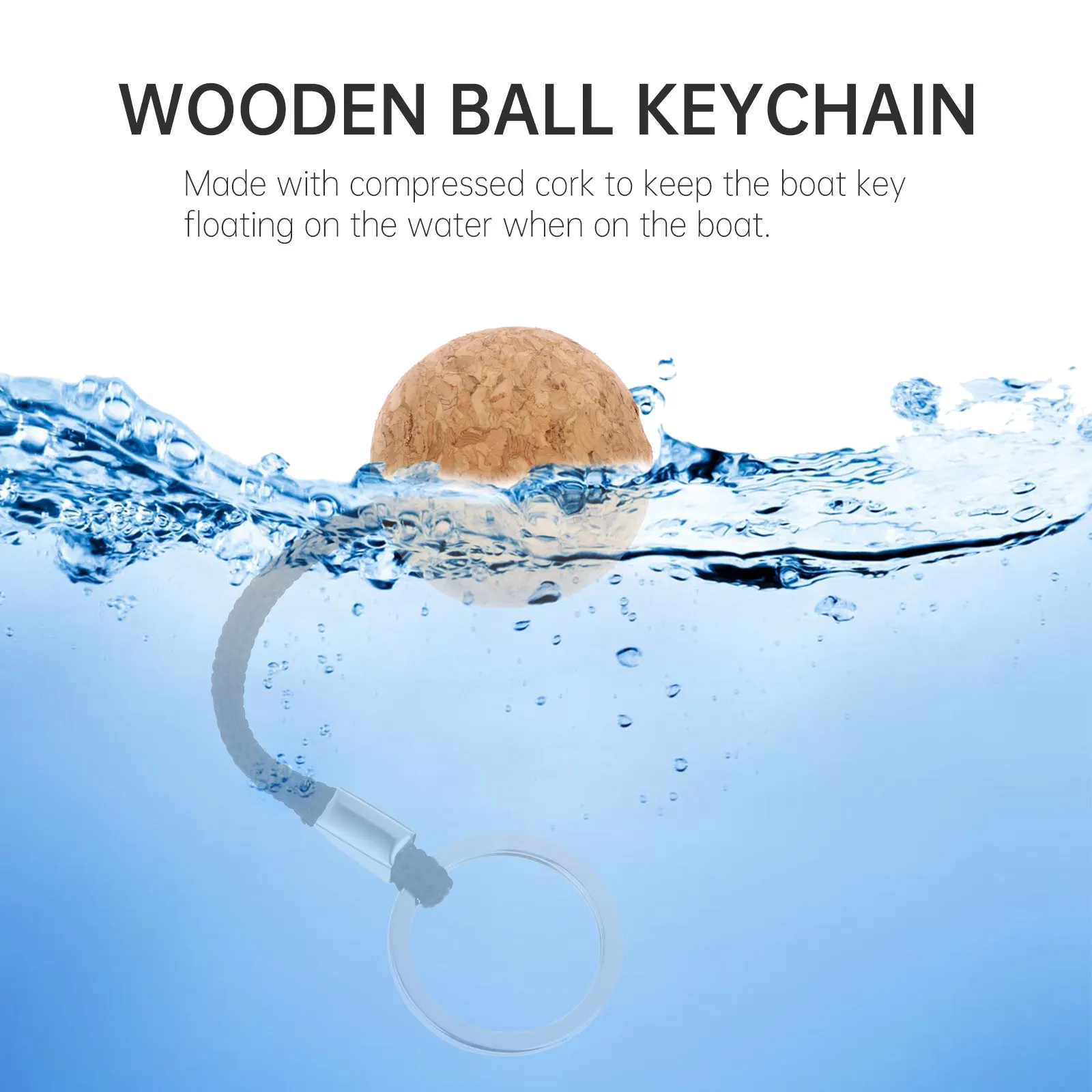 2Pcs Floatable Keychain Cork Ball Floating Keyring for Boating Sailing Kayaking Water Skiing Fishing Outdoor Water Activities