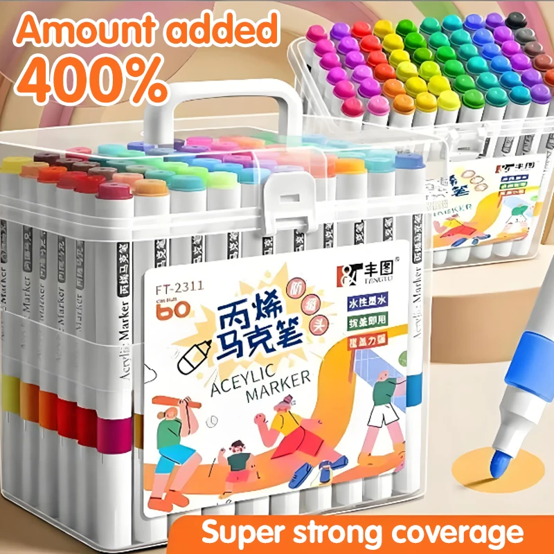 Rotuladores agradables con papel, sin pelar, a base de agua, 60/12 colores, marcadores para colorear de puntas finas para adultos, libros para colorear para niños y adultos