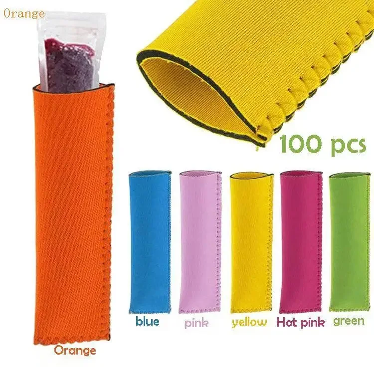 100Pcs Neoprene Popsicle Holder Freezer Icy Pole Ice Lolly Sleeve Protector Ice Block Holder Ice Cream Tools Mayitr