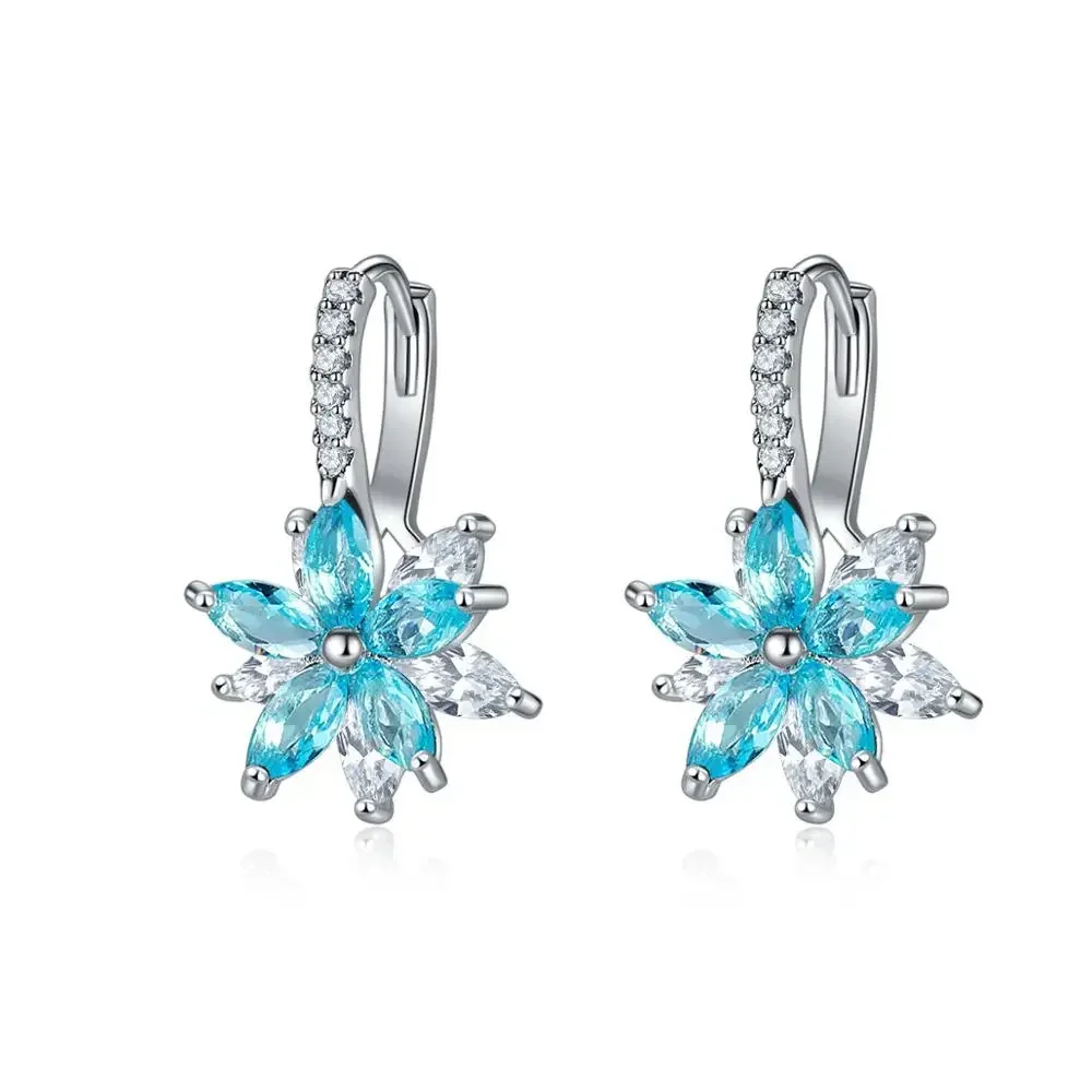 Новые легкие в ношении серьги-гвоздики с милыми геометрическими цветами и чистого желаниями, разноцветные серьги-гвоздики с кубическим цирконием для женщин, вечерние модные украшения