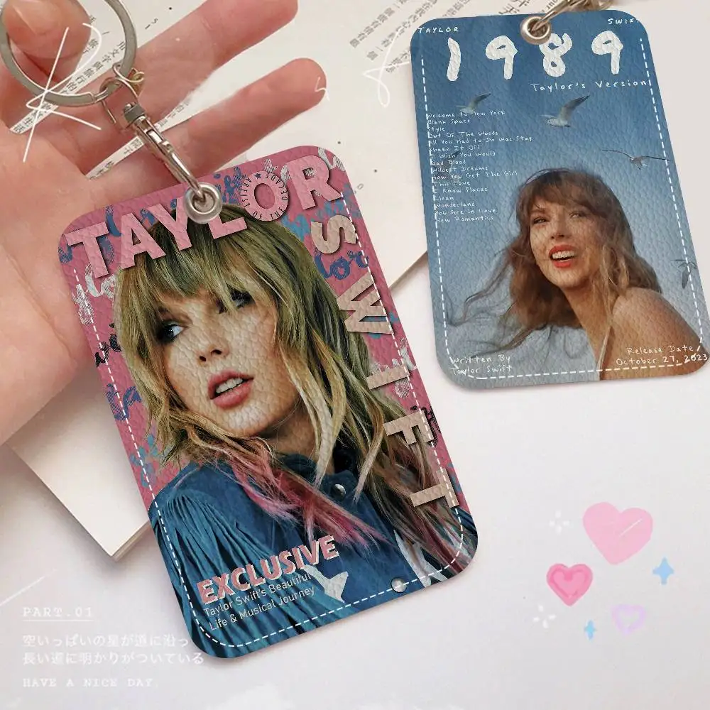 Hot Singer T-TaylorS S-SwiftS PU Soft Leather Rectangular Key Card Holder Induction Elevator Protection Cover Youth Faion Accory
