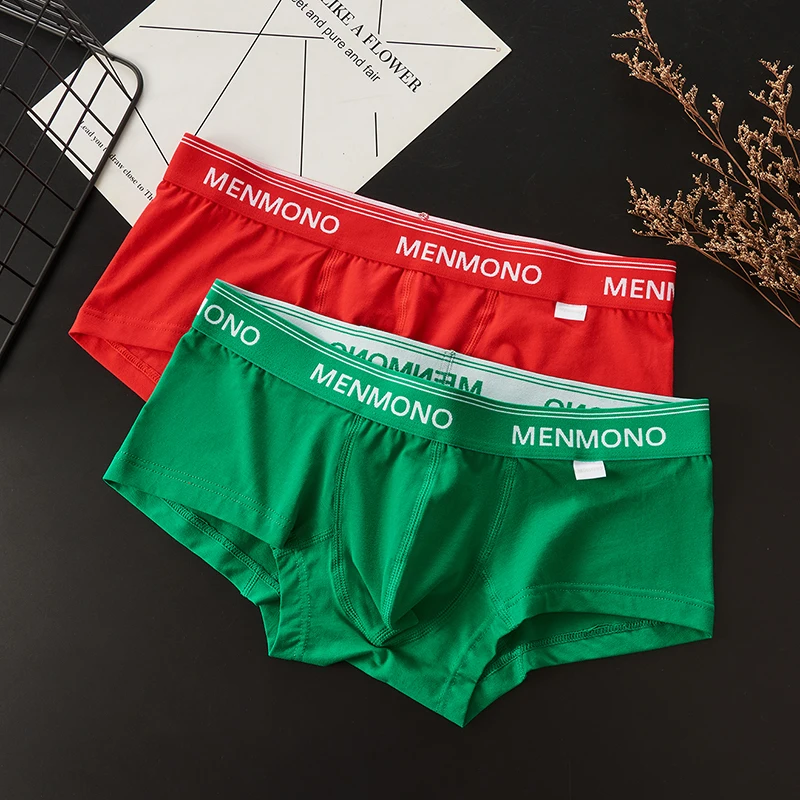 

2pcs/lot men's underwear cotton shorts boyshort underwear male students trend personality mens boxers and breathable underpants