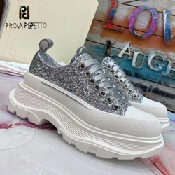 Thick Sole Women and Men Lace Up Sneakers Shoes Height Increase Round Toe Canvas Hot Fashion Top Quality Designer Shoe