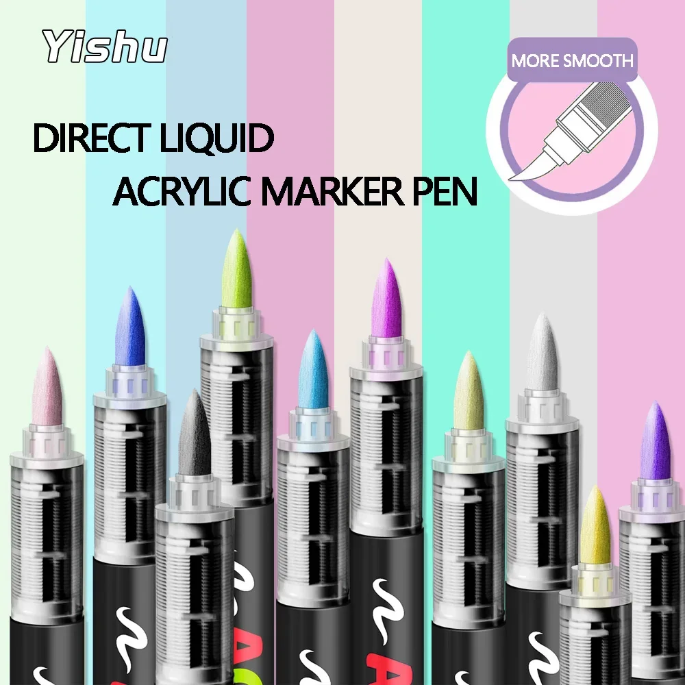12-168 farben Acryl Farbe Stift Marker Pinsel Spitze Farbe Marker Für Rock Malerei Holz Leinwand Stein Weihnachten Geschenk DIY Handwerk – Detail 7