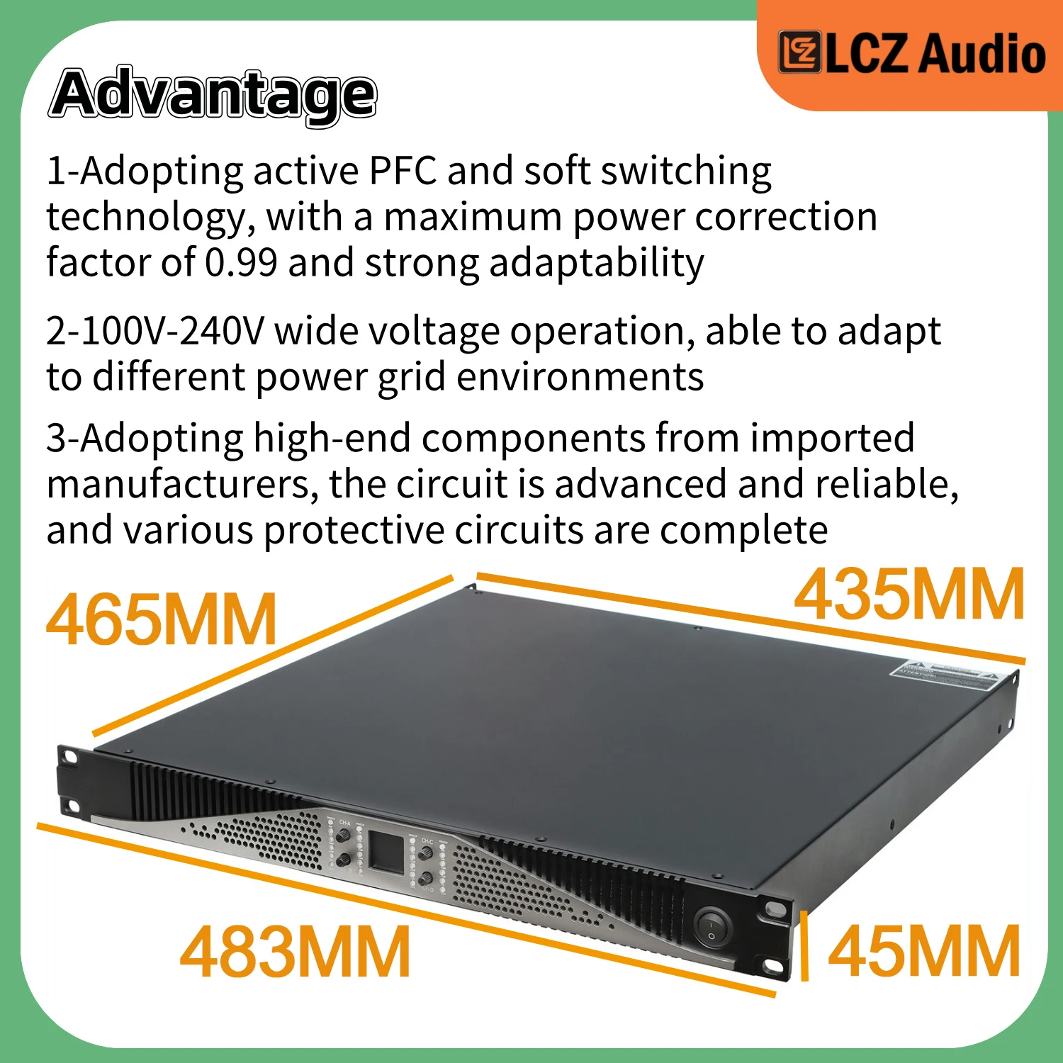 ハイパワーシリーズアンプ,ステージスピーカー用,dg435 4x3500wアンプ,8Ω ギャングテクノロジー,100-240v,2Ω 安定