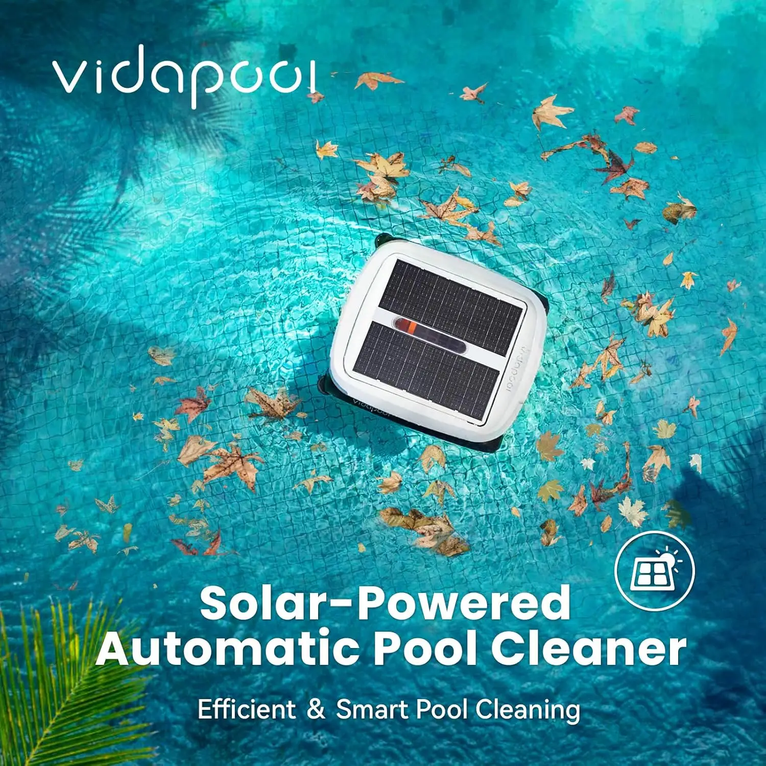 Solar Powered Automatic Robotic Pool Skimmer Cleaner,Solar Pool Surface Cleaner Dual Mode with Navigation Sensor Daytime