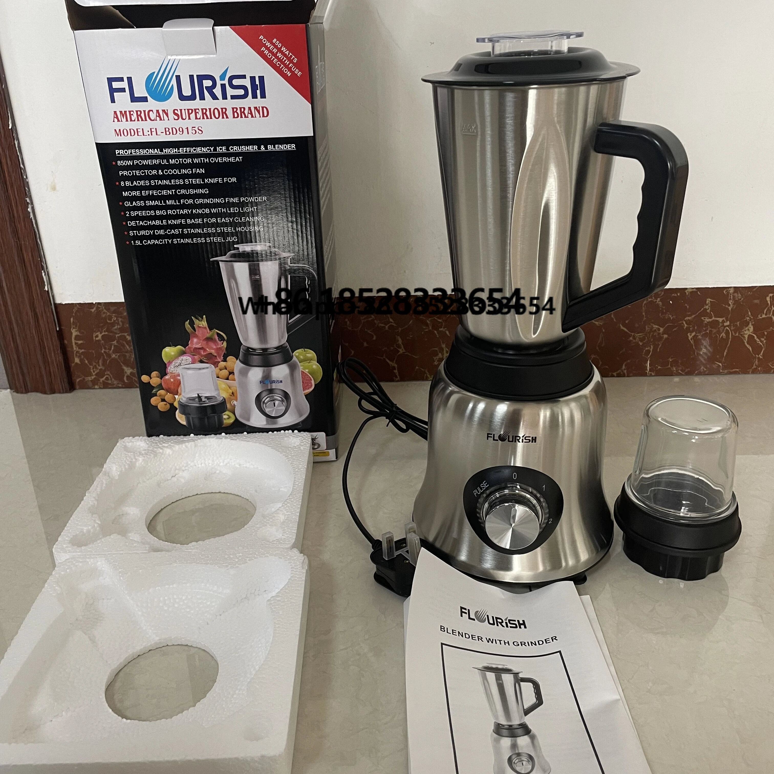 Appliance Juicers Blender Fruit Mixer 1.5L Stainless Steel Jar 2 Speed 850W Mutil Function Fruit Blender 2 En 1