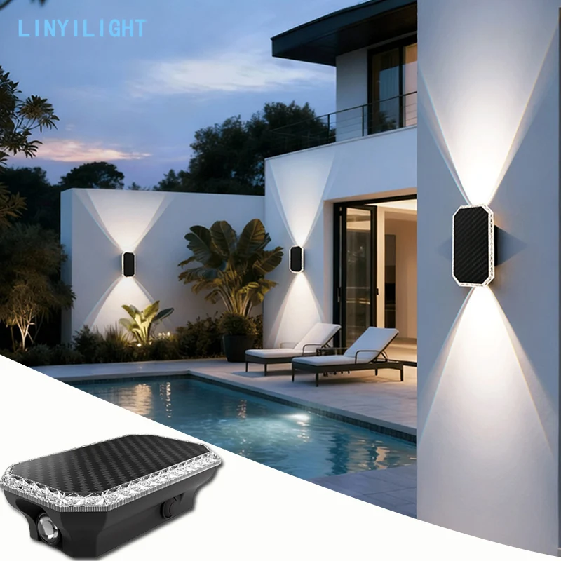 RGB Color Solar Lights Outdoor Lights Colorful Wall Wash Spotlight Solar Wall Light Solar Fence Lights LED Light for Garage Yard