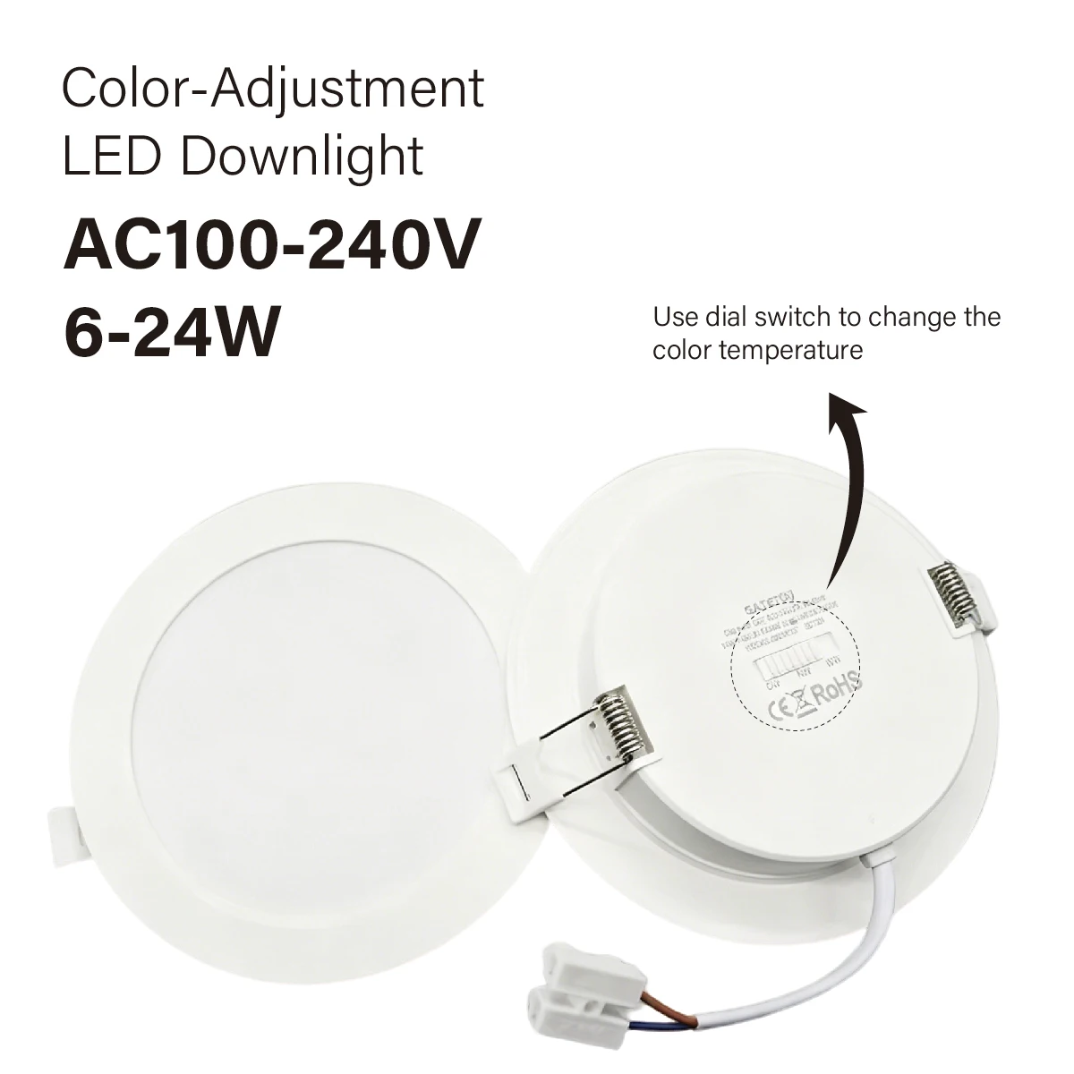 2 pçs/lote Recesso Led Downlight 110V 220V Dial Swich CCT 3000K 4000K 6500K Rodada Painel de Luz Led 6W 10W 24W Spot Iluminação Interior