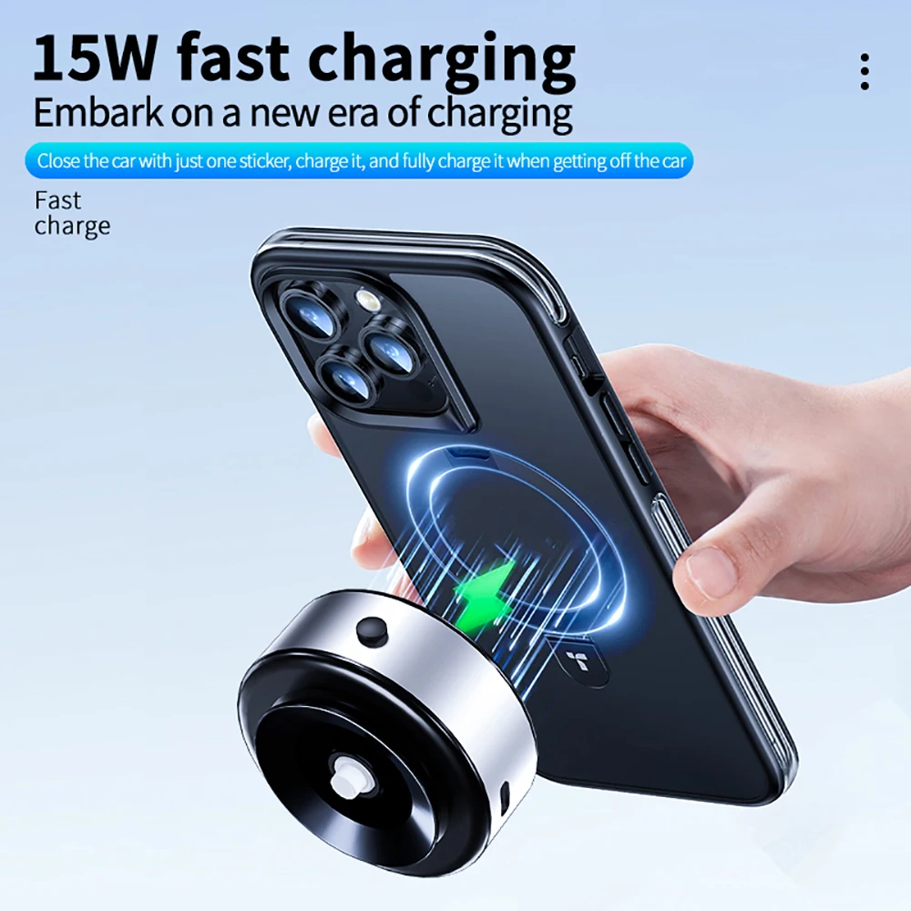 Intelligent Car Mount Phone Holder 15 W Wireless Charging Magnetic Attraction Technology Universal Vacuum Adsorption Bracket