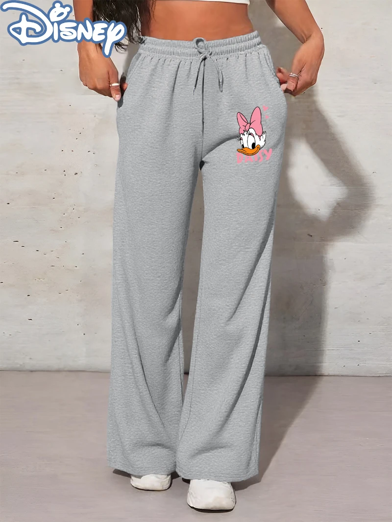 Disney Damen-Hose mit geradem Bein und rosa Tiermuster – lässige Winterhose mit elastischem Gürtel, Herbst und kaltem Wetter